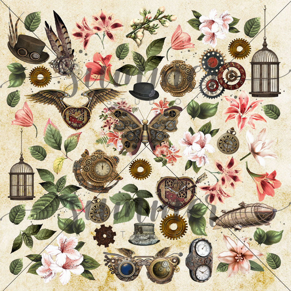 Бумага Summer studio "Turn back time" Archive Лист для вырезания (SMST205)