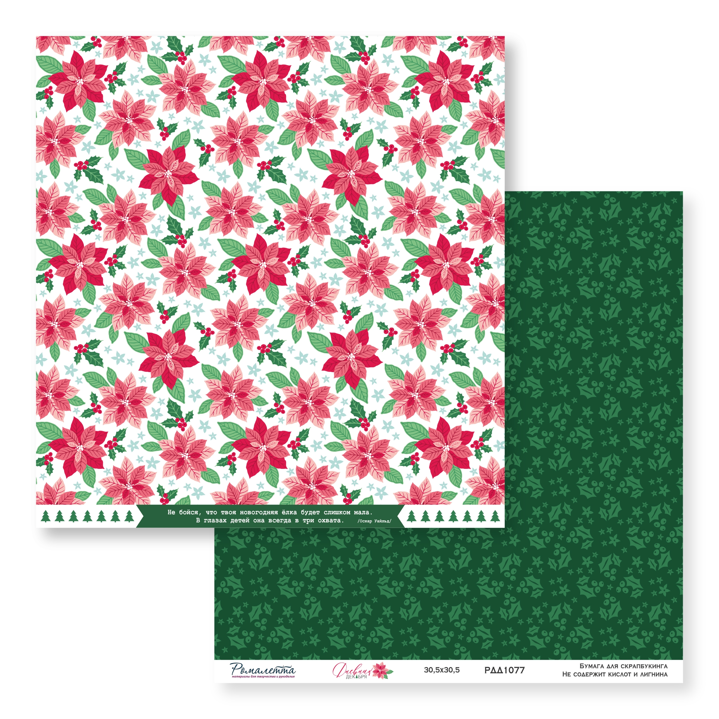 ПРЕДЗАКАЗ до 10.11 Бумага Ромалетта 30.5 х 30.5 см "Дневник декабря” РДД1077