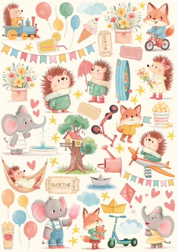 В ПУТИ до 5.04 Бумага Scrapodelie А4 "Пойдем гулять!" Зверюшки